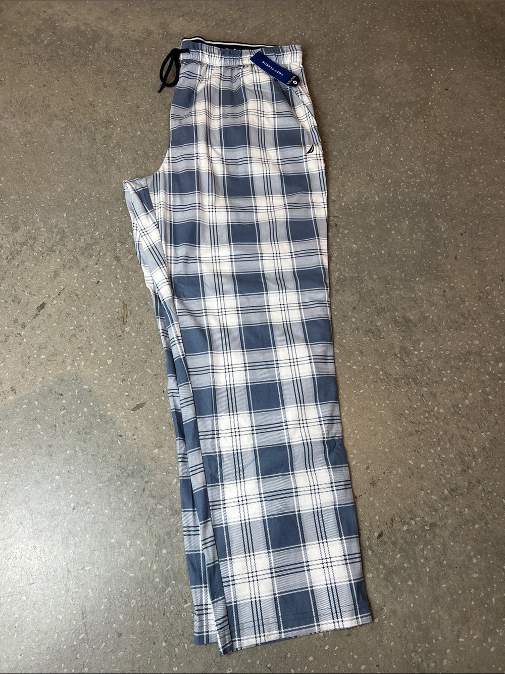 Nautica Men’s Blue and White Plaid Pajama Bottom